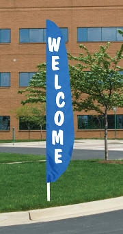 Welcome Blue Nylon Blade Feather Flag